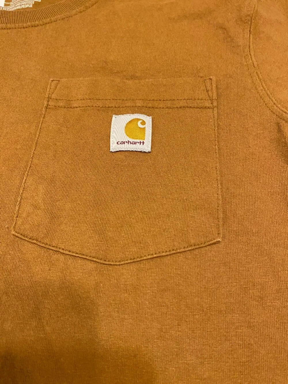 Carhartt Kids Pocket T Shirt Brown Size Small 4-6 K87-W Heavyweight Cotton